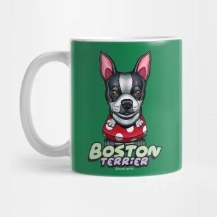 Cute adorable awesome Boston Terrier on Red Polka Dot Skateboard Mug